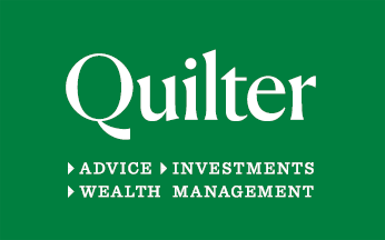 Quilter stacked logo lockup reversed
